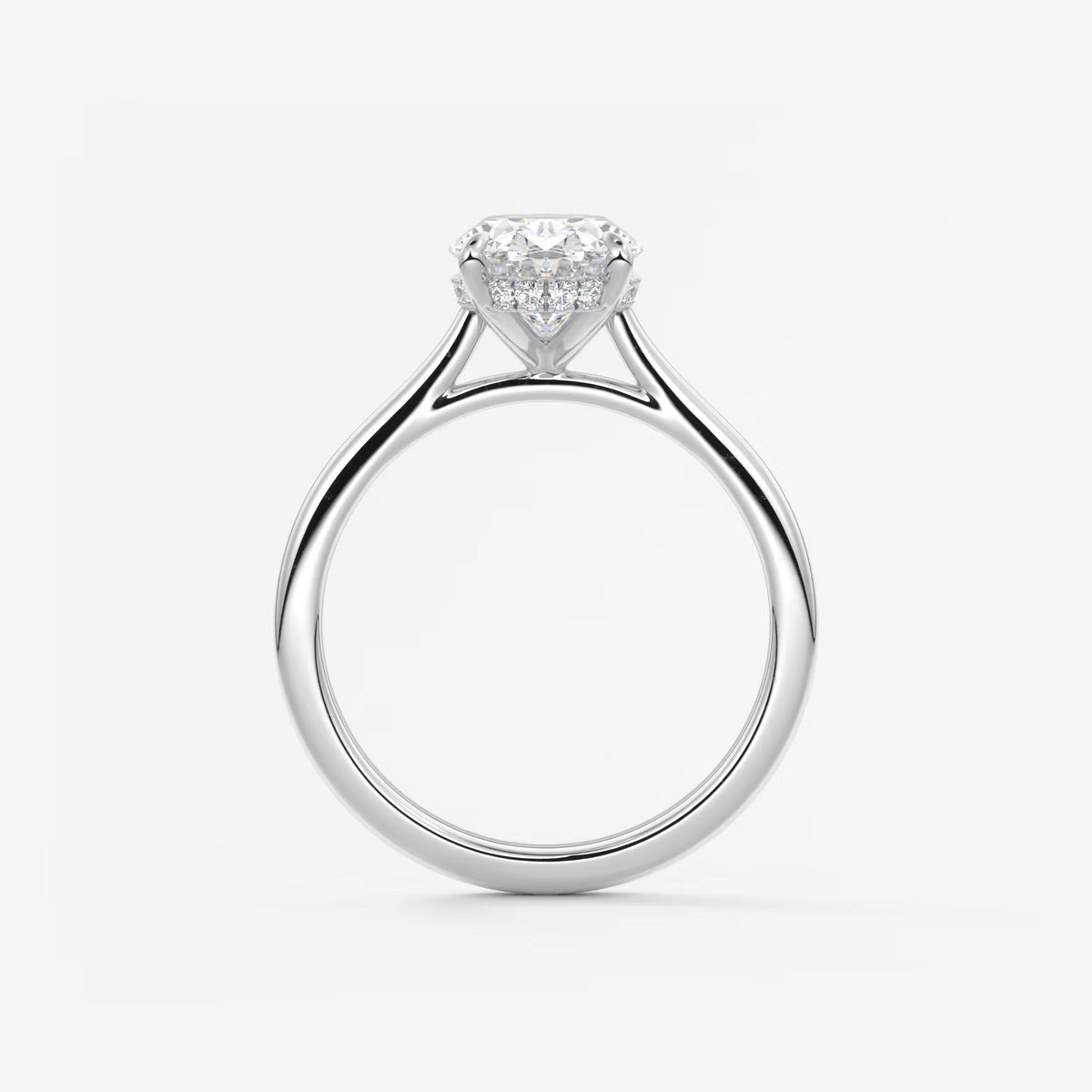 1.5ct Oval Moissanite Solitaire with Hidden Halo
