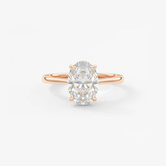 1.5ct Oval Moissanite Solitaire with Hidden Halo