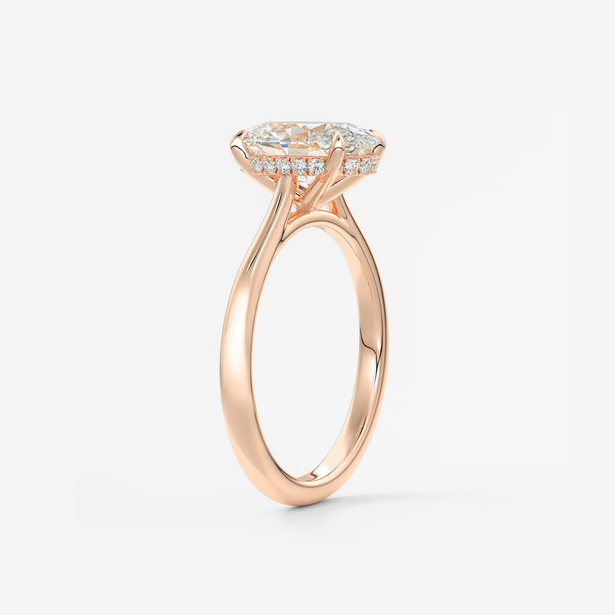 1.5ct Oval Moissanite Solitaire with Hidden Halo