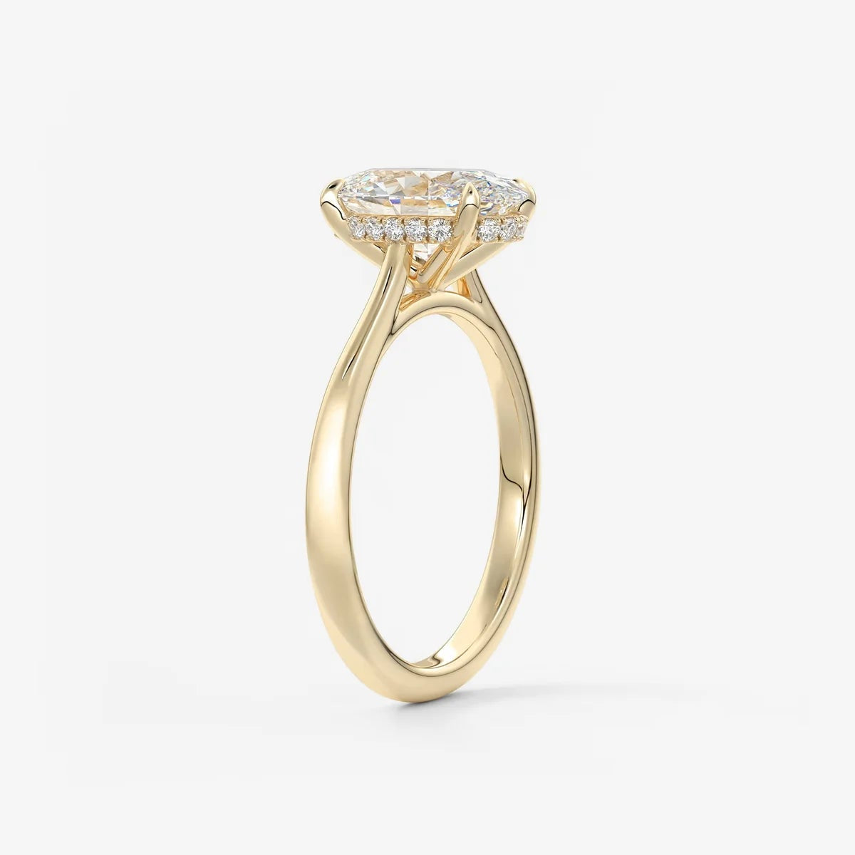 1.5ct Oval Moissanite Solitaire with Hidden Halo