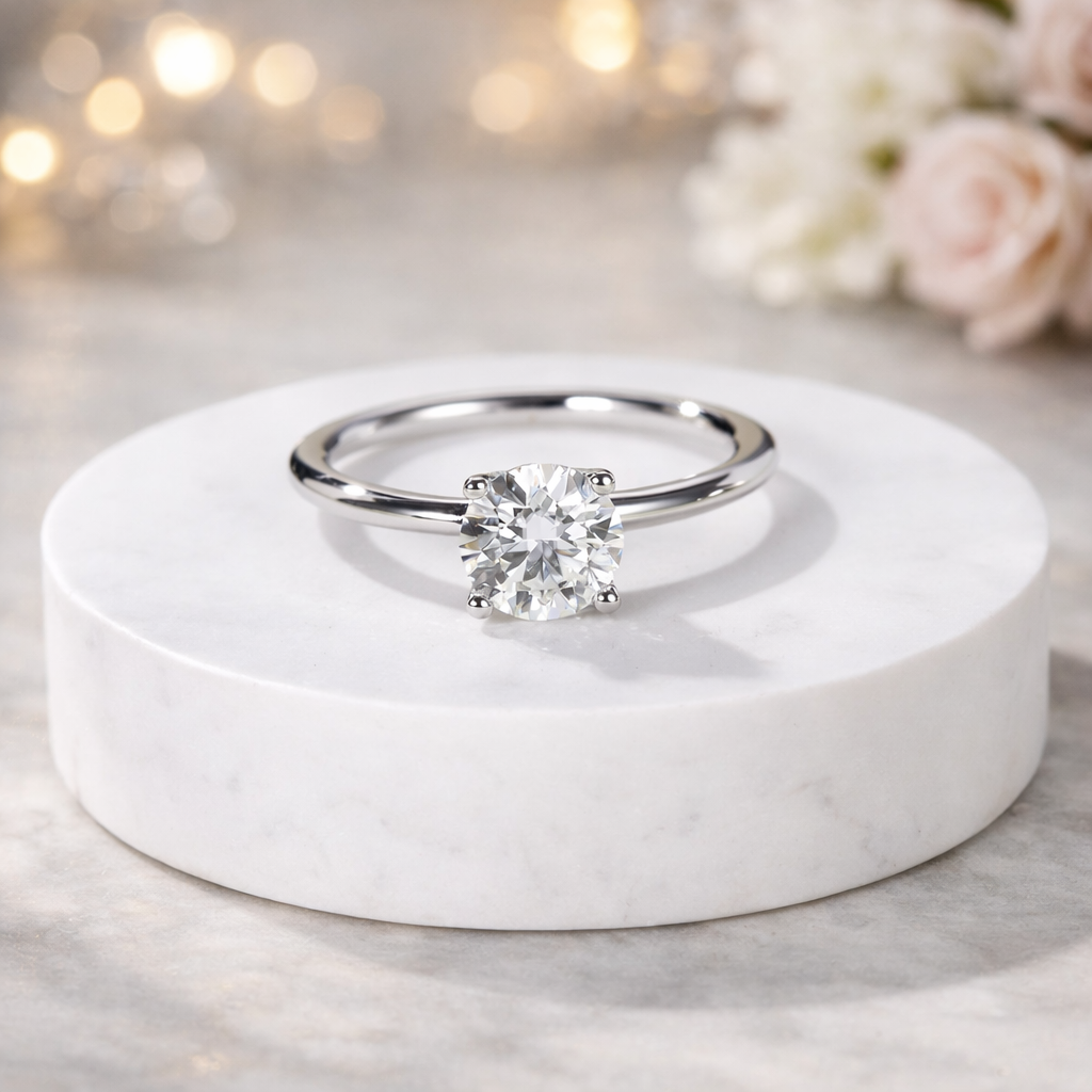 Rosalie - Round Moissanite Solitaire