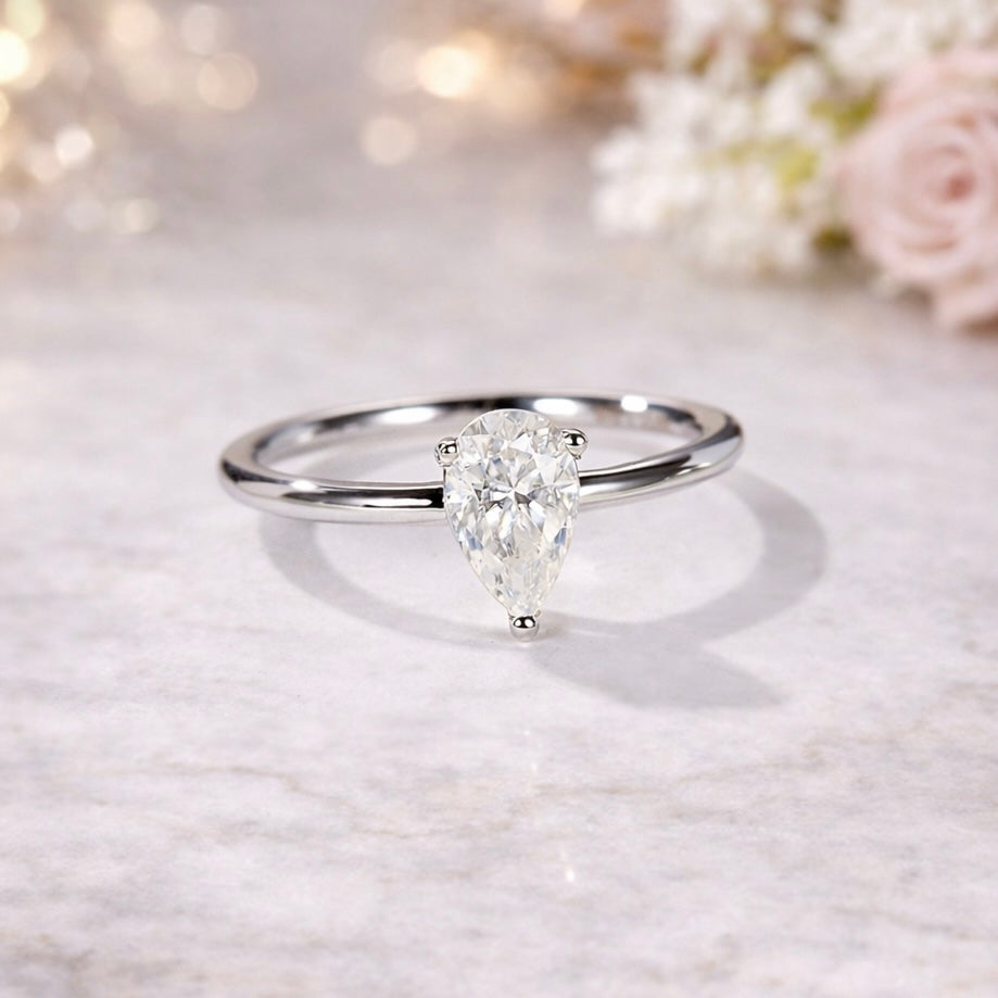 Paisley - Pear Moissanite Solitaire
