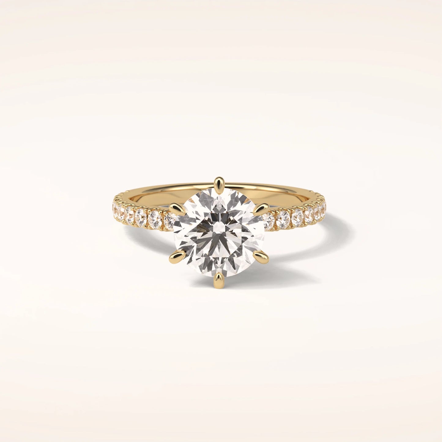 2ct Round Moissanite Ring with Pavè Band