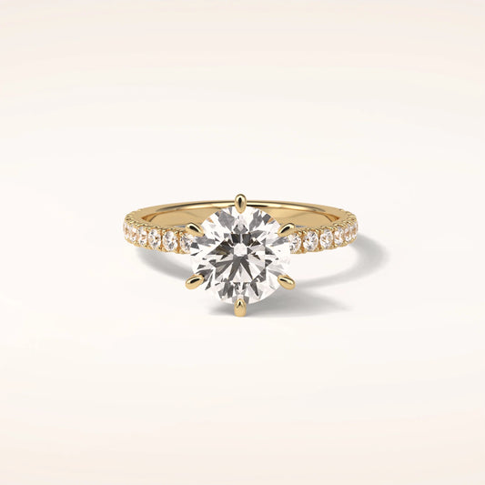 2ct Round Moissanite Ring with Pavè Band