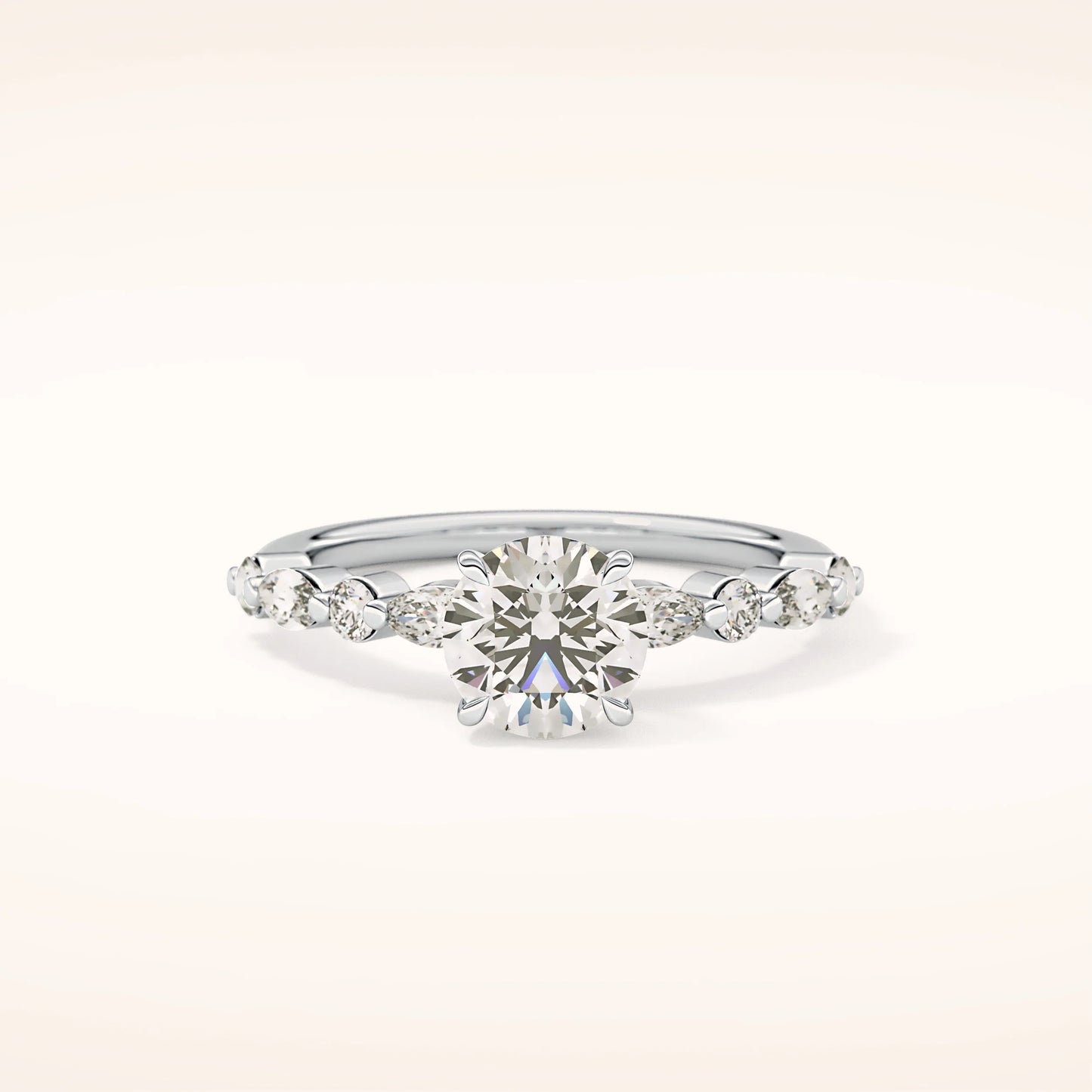 Round Moissanite Ring with Embellished Band