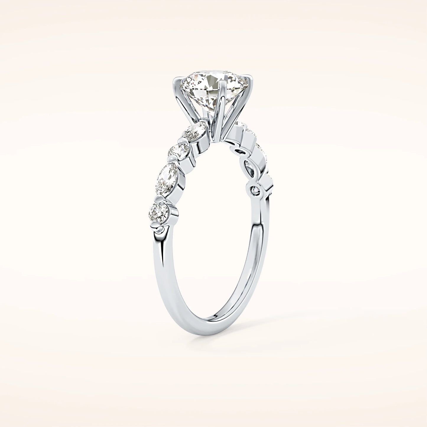 Round Moissanite Ring with Embellished Band