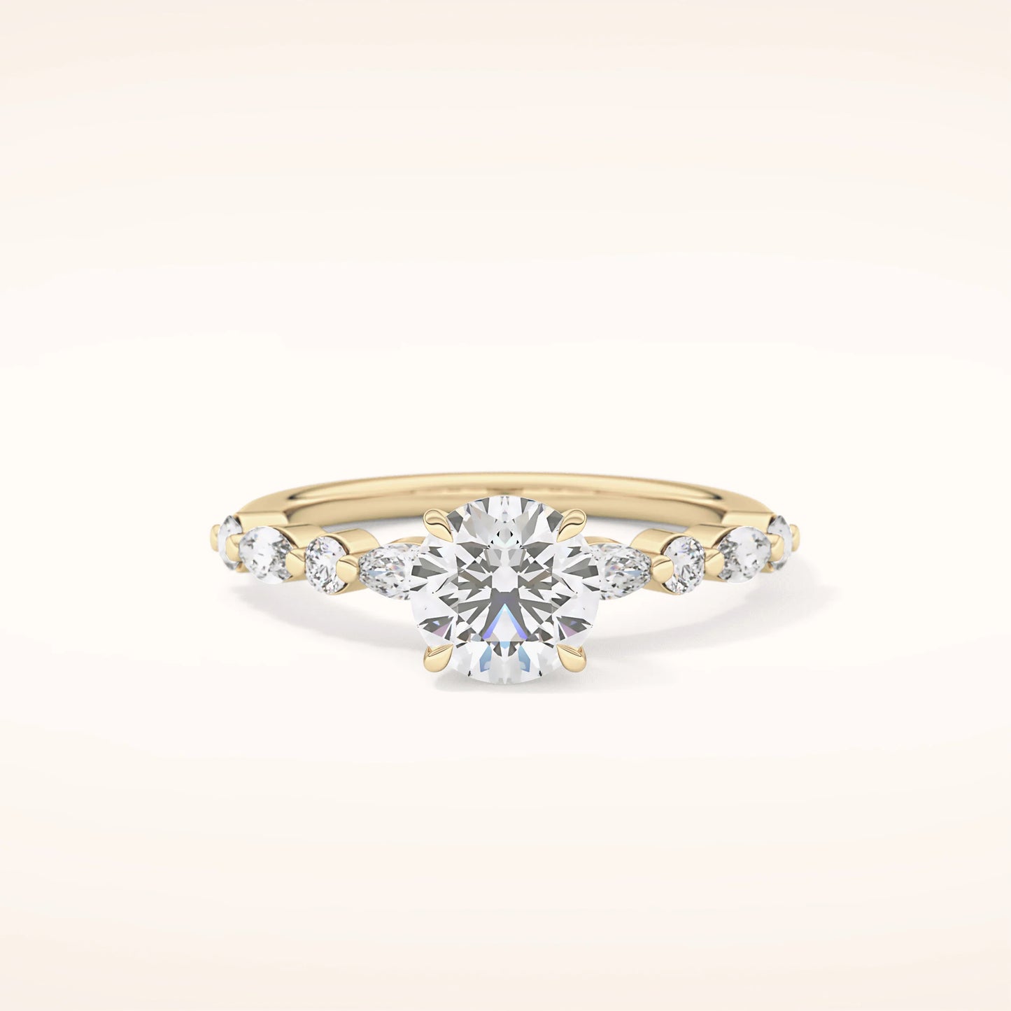 Round Moissanite Ring with Embellished Band