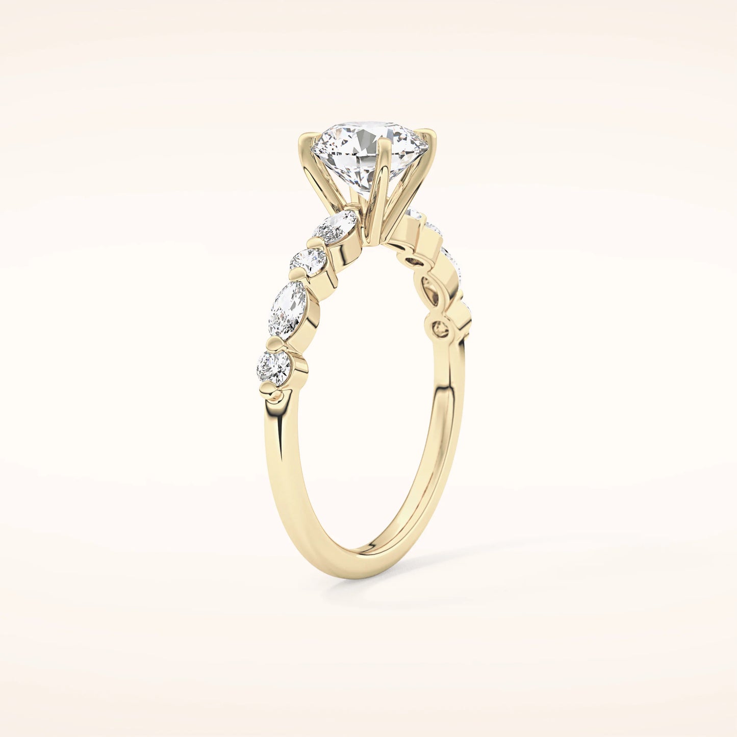 Round Moissanite Ring with Embellished Band