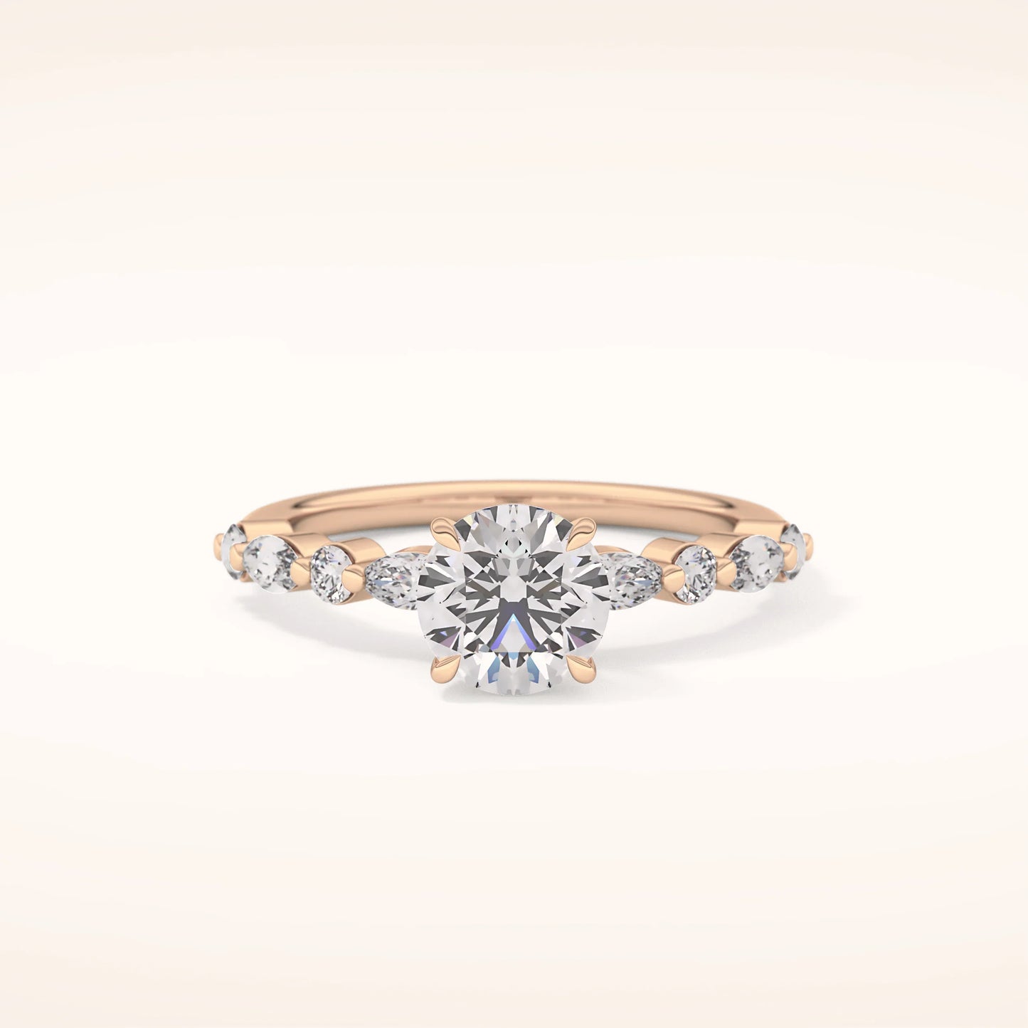 Round Moissanite Ring with Embellished Band