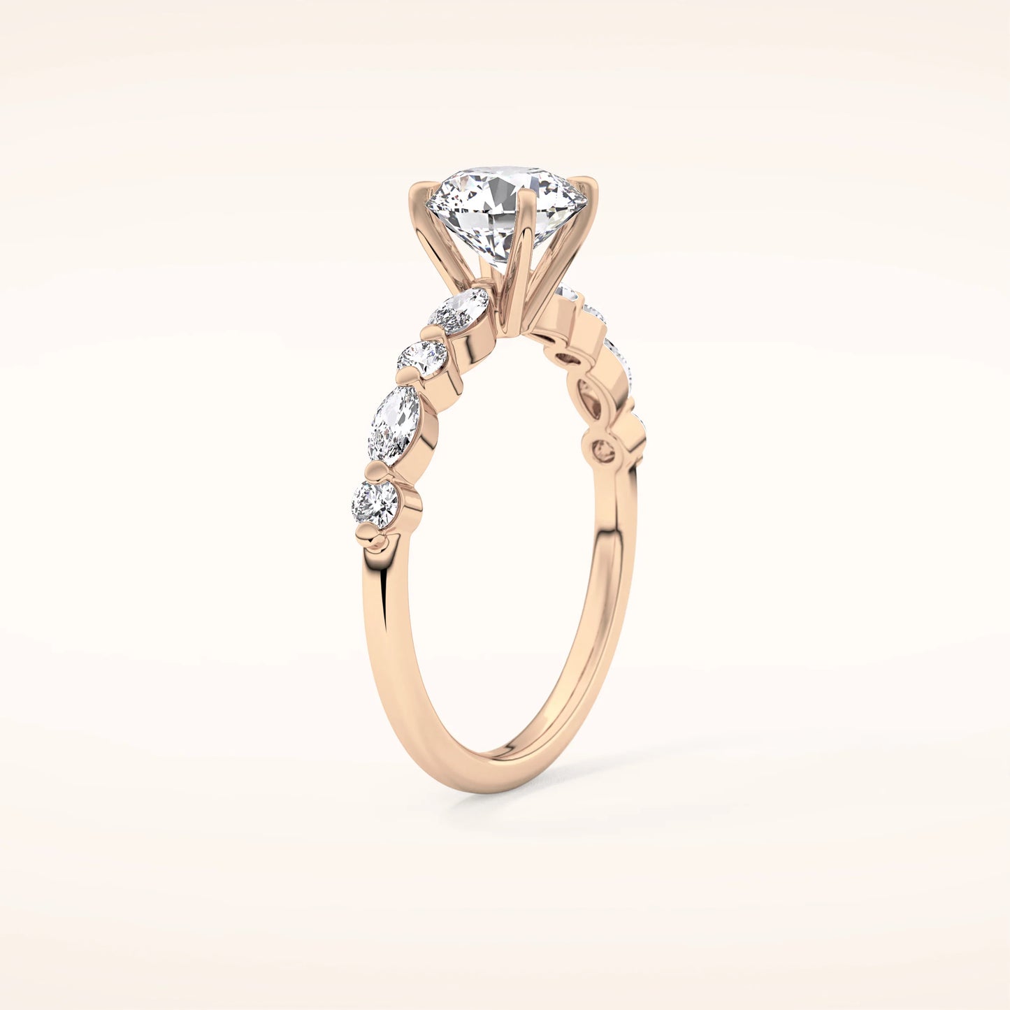 Round Moissanite Ring with Embellished Band