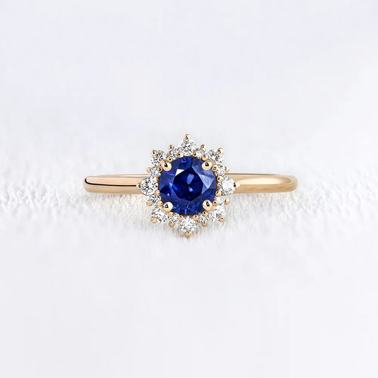 Halo Lab Grown Sapphire Ring