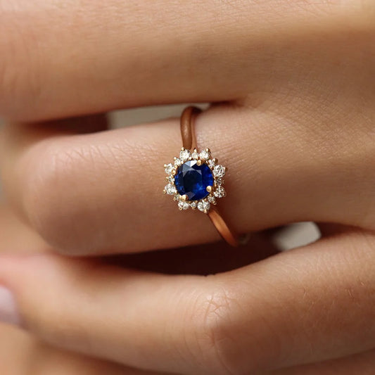 Halo Lab Grown Sapphire Ring