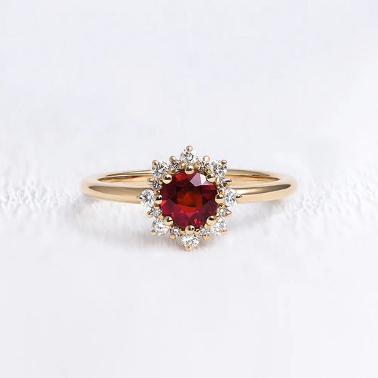 Halo Lab Grown Ruby Ring