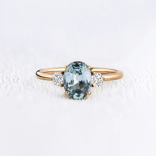 Sky Blue Topaz and Moissanite Trilogy