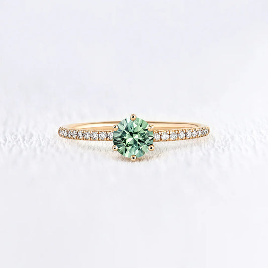 Round Green Lab Sapphire with Pavè Band
