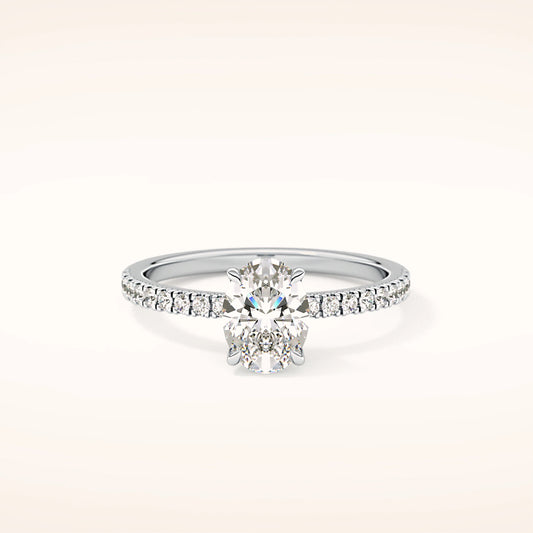 Oval Lab Grown Diamond Ring with Pavè Band