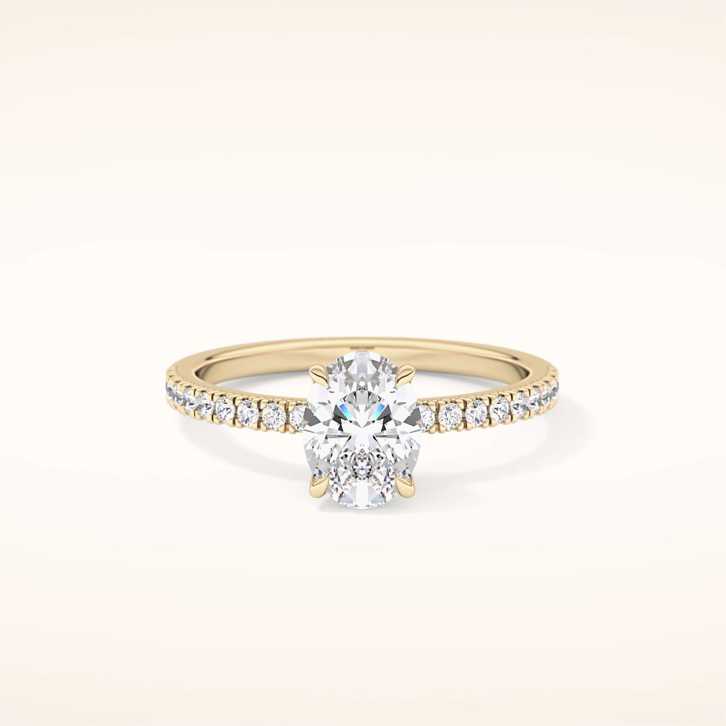 Oval Lab Grown Diamond Ring with Pavè Band