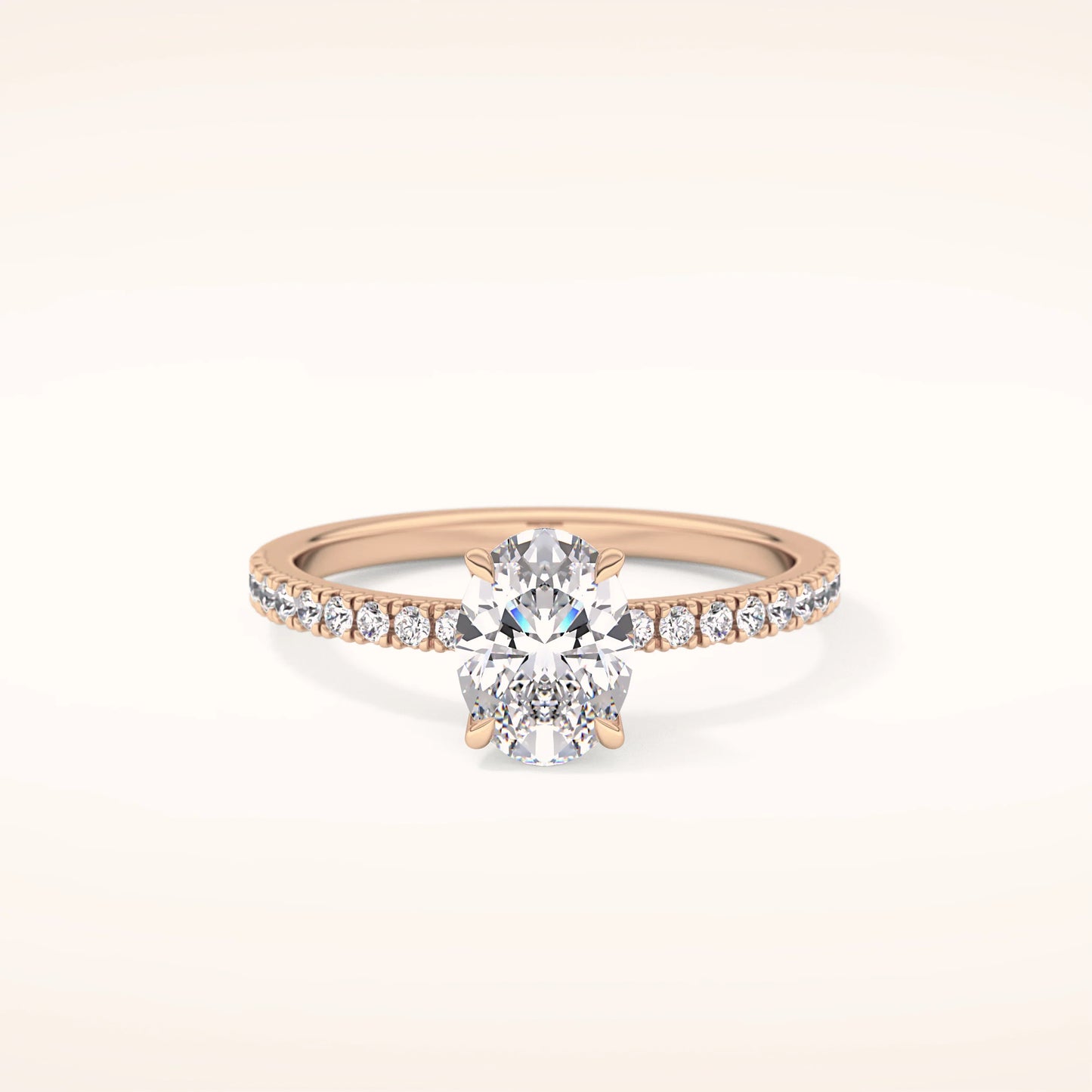 Oval Lab Grown Diamond Ring with Pavè Band